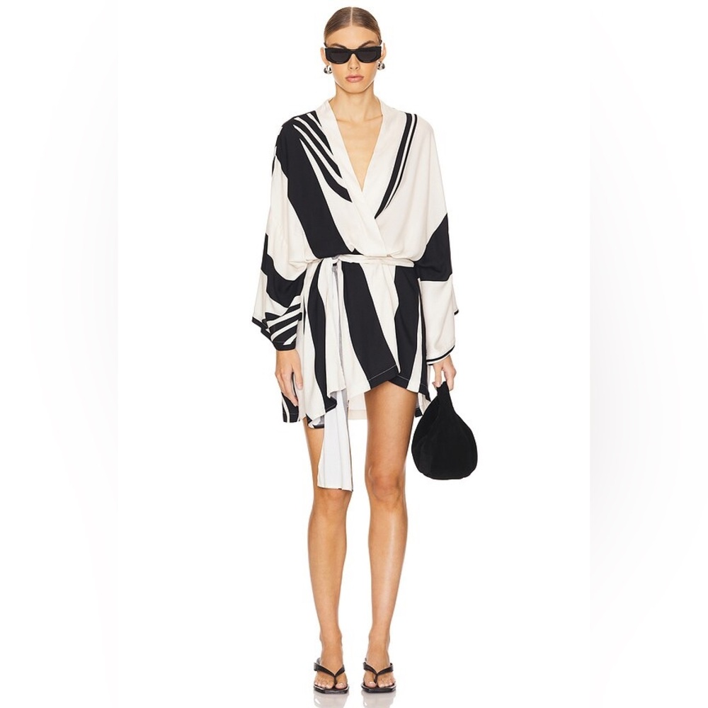 Black and White print draped Dress